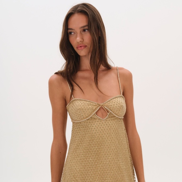 For Love And Lemons Dresses & Skirts - For Love & Lemons Glitter Slip Dress S / Gold, Brand New